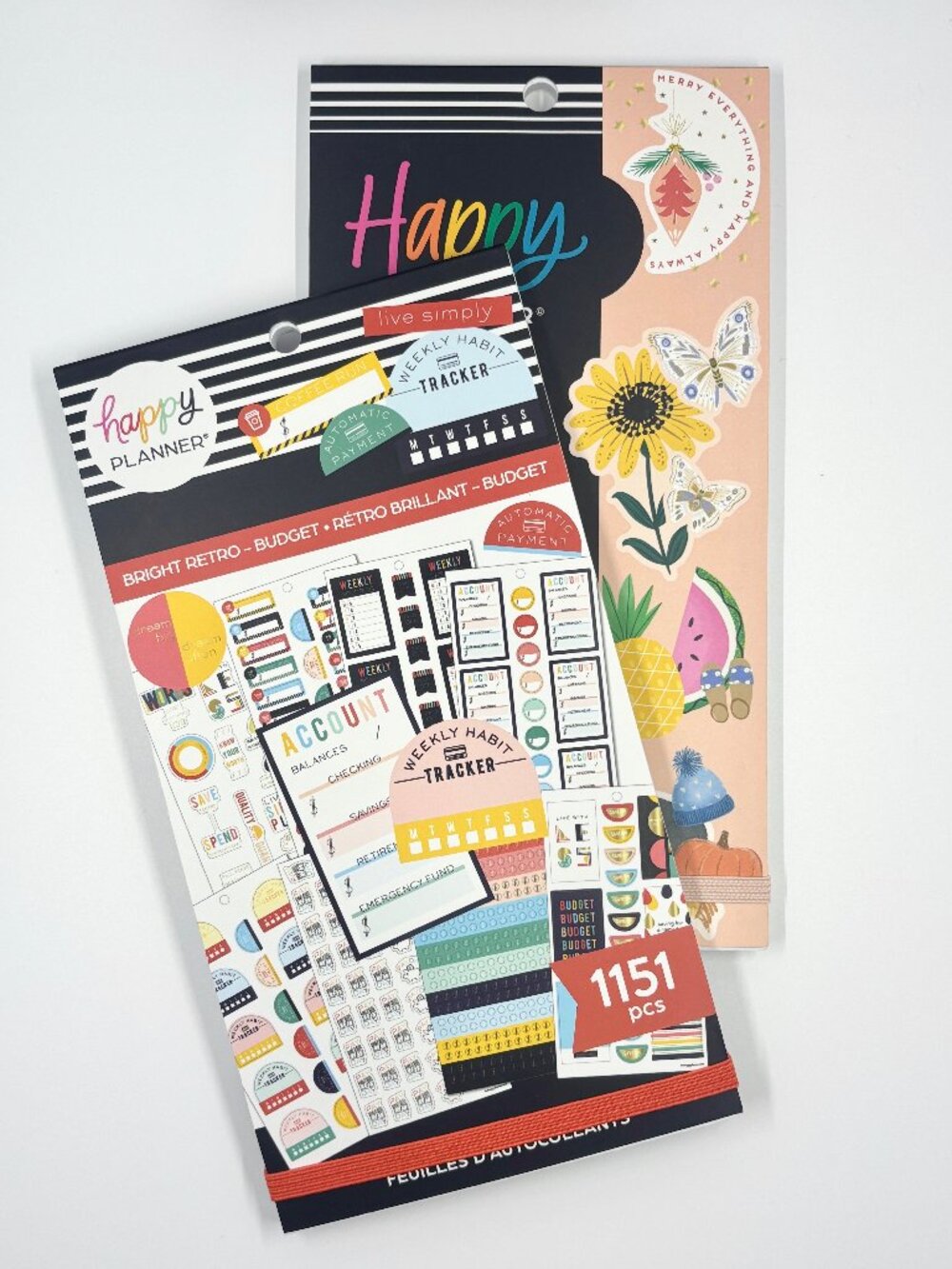 NWT Happy Planner Sticker Book Set Seasonal Whimsy and  Budget - Bright Retro